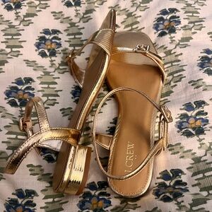 J. Crew Metallic Gold Sandals 9